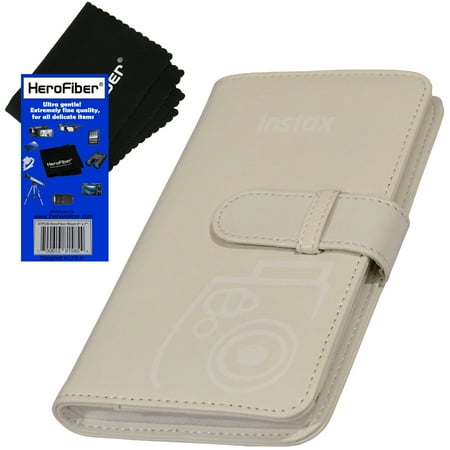 Cloth Photo Album - Fujifilm Instax Mini Series 108 Photo Wallet Album (White) for Instax Mini 7s, 8, 8+, 25, 26, 50s, 70, 90 Instant Cameras, SP-1 & SP-2 Smartphone Printers + HeroFiber Ultra Gentle Cleaning Cloth