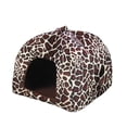 thumbnail image 1 of Tienda de campaña clásica tipo domo con esponja de algodón para cachorros, gatos y perros (leopardo), 1 of 4