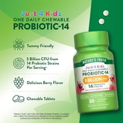 Kids Probiotic | 3 Billion CFU | 30 Chewable Tablets | 14 Strains | Berry Flavor | by Natures Truth