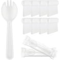 thumbnail image 1 of Nvzi 200pcs Disposable Sporks, Heavy Duty Disposable Utensils Silverware Set Individually Wrapped Fork Spoon for Party Wedding Birthday Gathering-Transparent, 1 of 5