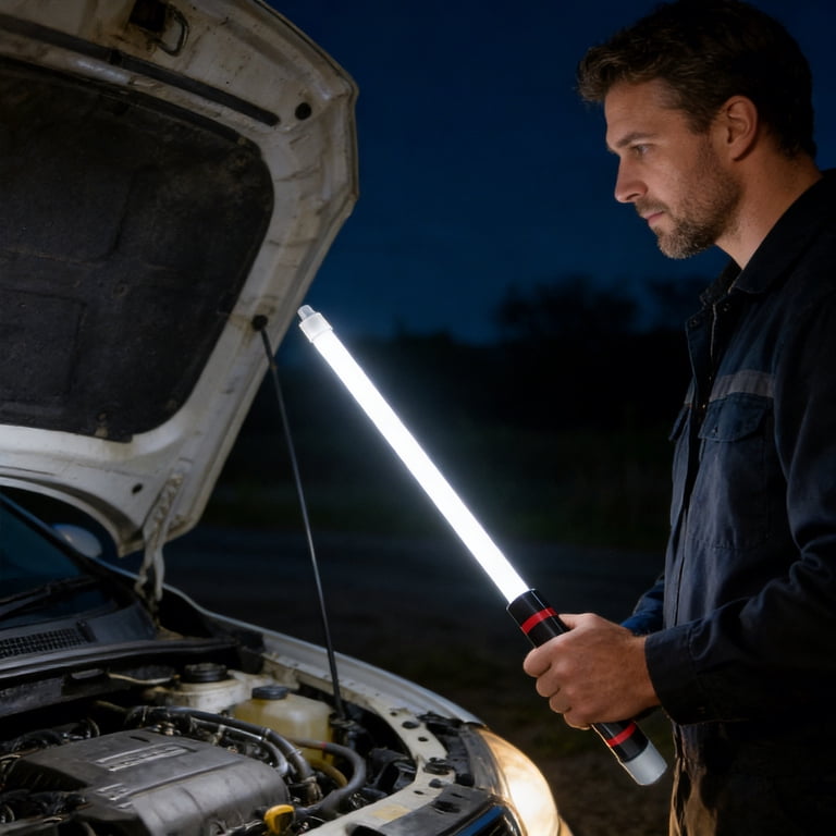 automotive mechanics rechargeable led flashlight LHOTSE Tool Gifts for Men Dad Him, Work Lights, Work Light with Magnetic Base & Hanging Hook, 360°Rotate Rechargeable Flashlights for Car Repair Home, Camping (2 Pack) The work light comes with a strong magnetic base 180° Rotating Head LED Work