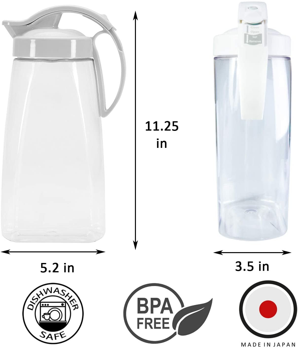 Lustroware Locking Spout Quick Pour Pitcher 2.3qt, White K1264AW