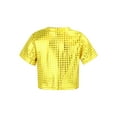 thumbnail image 2 of Aislor Kids Girls Shiny Sequins Crop Tops Hip Hop Athletic Dance Short Sleeve Loose T-Shirt 2-16 Gold 9-10, 2 of 7