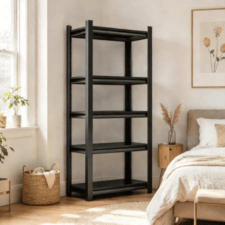 Black 5 Tier Adjustable Metal Shelving,18"D x 36"W x 72"H Heavy Duty Storage Shelves Perfect for Kitchen Garage and Home Organization