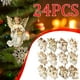 thumbnail image 3 of Set de adornos de ángeles infantiles estilo vintage para árbol de Navidad - Decoraciones de madera pintadas a mano de 6 piezas, 3 of 5
