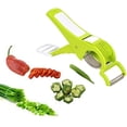 thumbnail image 3 of Cortadora De Verduras De Acero Inoxidable 2 En 1 Con 5 Cuchillas Y Pelador, Cortador Con Sistema De Cierre, Cortador De Frutas Multiverduras De Plástico, 3 of 4