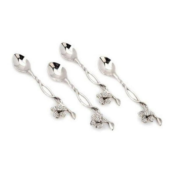 5.8 in. Spoons in Gift Box with Jeweled Flower - Set of 4
