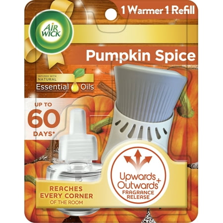 Air Wick Plug in Scented Oil Starter Kit (Warmer + 1 Refill), Pumpkin Spice, Air Freshener, Essential Oils, Fall Scent, Fall