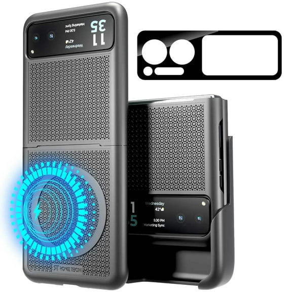 Motorola Razr (2023) Belt Clip Holster Phone Case with Magsafe   Front Glass Screen Protector