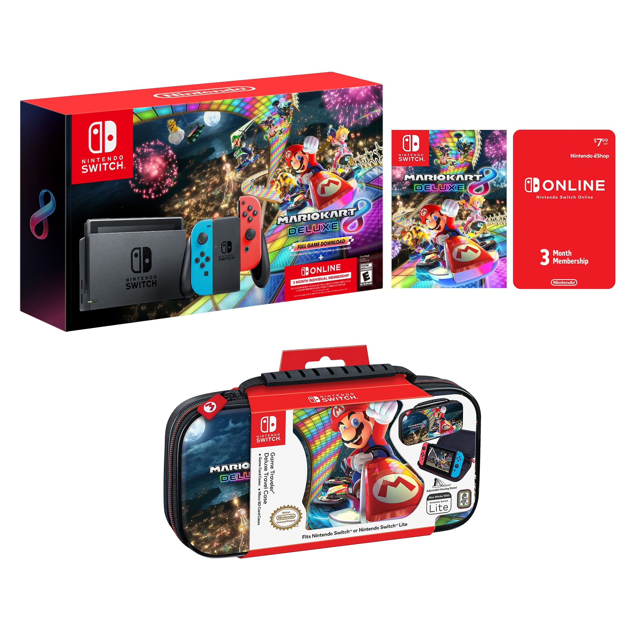 Nintendo Switch Super Mario Kart 8 Deluxe Bundle: Red and Blue Joy-Con Improved Battery Life 32GB Console,Super Mario 8 Travel - Walmart.com