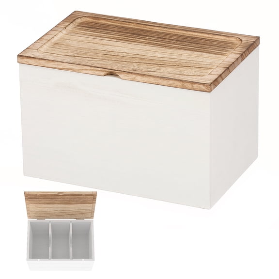 Wood Tampon Holder for Bathroom Practical Pad and Tampon Organizer with Lid and 2 Removable Dividers Multipurpose Feminine Product Organizer for Woman