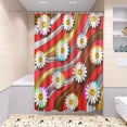 thumbnail image 5 of Shower Curtain and Rug Sets 4pcs Bathroom Sets Includes 12 Free Hooks 66" x 72" Daisies on Coffee Collision Background, 5 of 8