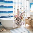 thumbnail image 5 of No Hook Shower Curtain with Built-in Rings - Floral Bunny Easter Washable Waterproof Fabric Bathroom Curtains for Hotel,Rentals, Stall 36 X 72 Inch , Color Polka Dot Pattern White, 5 of 9