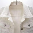 thumbnail image 3 of Ocealan Women's Casual Denim Jacket Button Down Half Sleeve Jean Outerwear Fall Coat Tops White L, 3 of 5