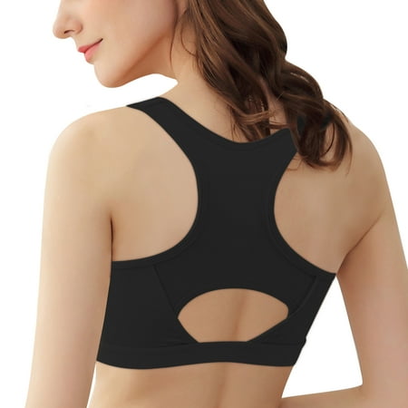 

Eleady Women Adjustable shoulder straps Post Surgery Bra Front Closure Sport Bra Removable Pads Wirefree(Black Small)