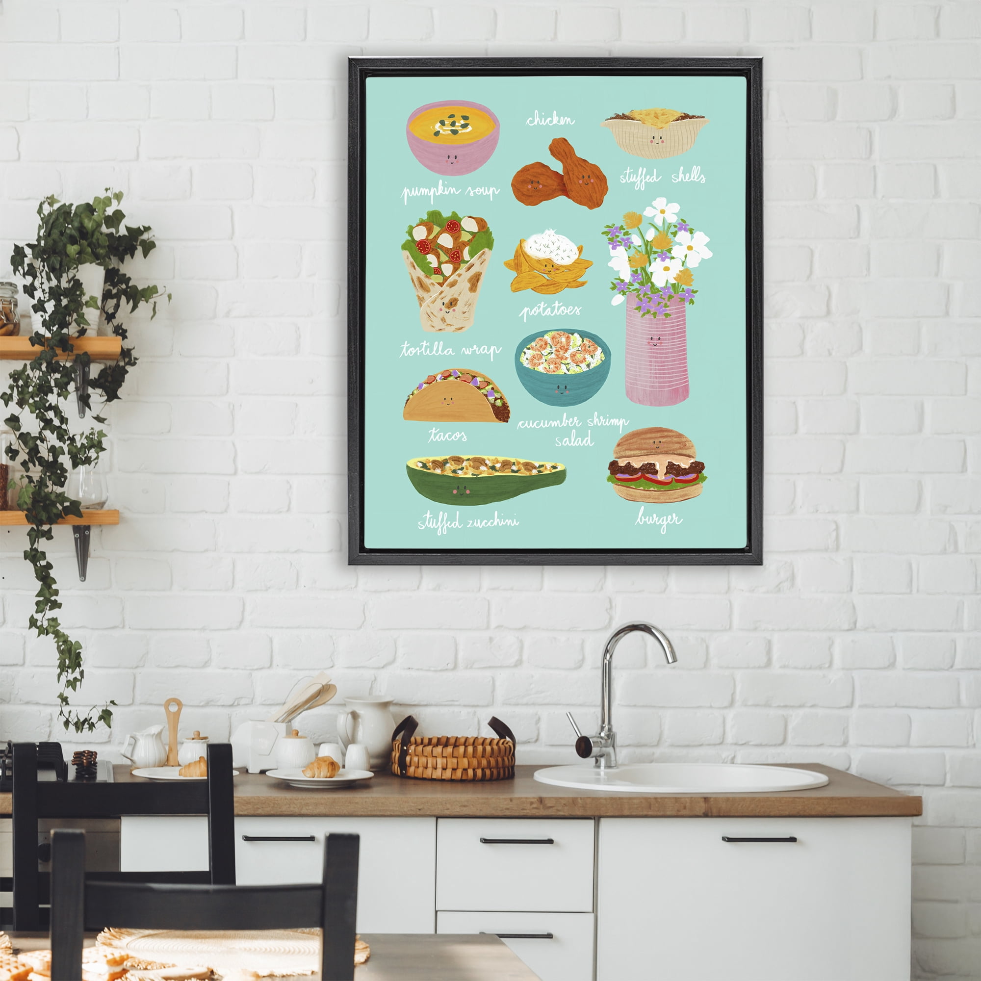 Stupell Industries Gourmet Lunch Food Collection Black Framed Floater Canvas Wall Art, design by Metka Hiti