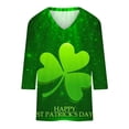 thumbnail image 5 of BLVB Womens 3/4 Sleeve Tshirt St Patricks Day Tees Shirt Shamrock Tops Casual V Neck Blouse Tops Green 1, 5 of 5