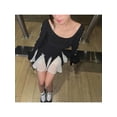 thumbnail image 3 of Dark Harajuku Cute Gothic Bow Tie Mini Dress Bell Sleeve Patchwork Sexy Dress Party Women A Line Black Suit-Black-S, 3 of 7