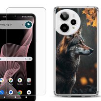 Phone Case for ATT Verge 2 5G, with Screen Protector, by OneToughShield - Wolf Autumn