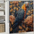 thumbnail image 6 of Orinice Parrot Flowers Bathroom Decor Set - Colorful Luxurious Graphic Print Polyester Fabric Fashion Shower Curtain Set with Hooks 60x72, 6 of 7