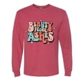 thumbnail image 2 of Wild Bobby Beauty From Ashes Groovy Font With Stars Vintage Men Long Sleeve Shirt, Vintage Heather Red, Large, 2 of 6