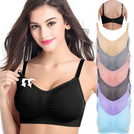 CFLVAEK Women s Nursing Sleep Bra Ultra Comfort Wireless Maternity Bras with Padded Vest Type Bralette for Pregnancy Comfy Full Coverage Nursing Maternity Bras Black L