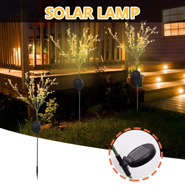 PEONAVET Lawn Lamp 2PC Led Rape Flower Lamp Garden Plug-in Light Outdoor Garden