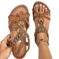 thumbnail image 4 of Caywon Sandals Women Comfortable Dressy Womens Flat Sandals Non Slip On Bohemian Summer Beach Shoes With Elastic Ankle Strap, 4 of 7