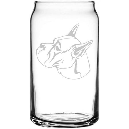 

Boxer Dog Themed Etched All Purpose 16oz Libbey Can Glass