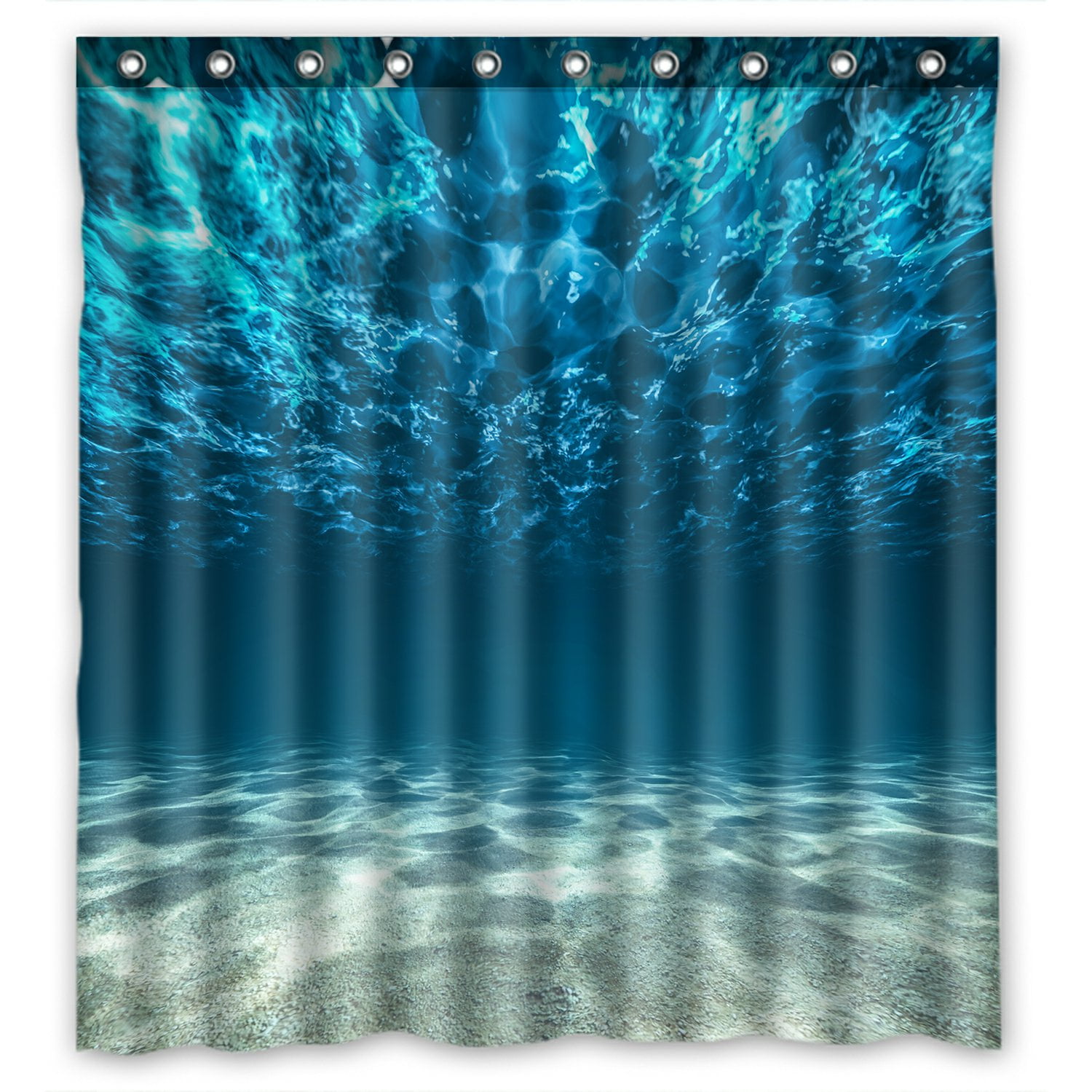 PHFZK Underwater Shower Curtain, Bright Gravelly Bottom and Wavy