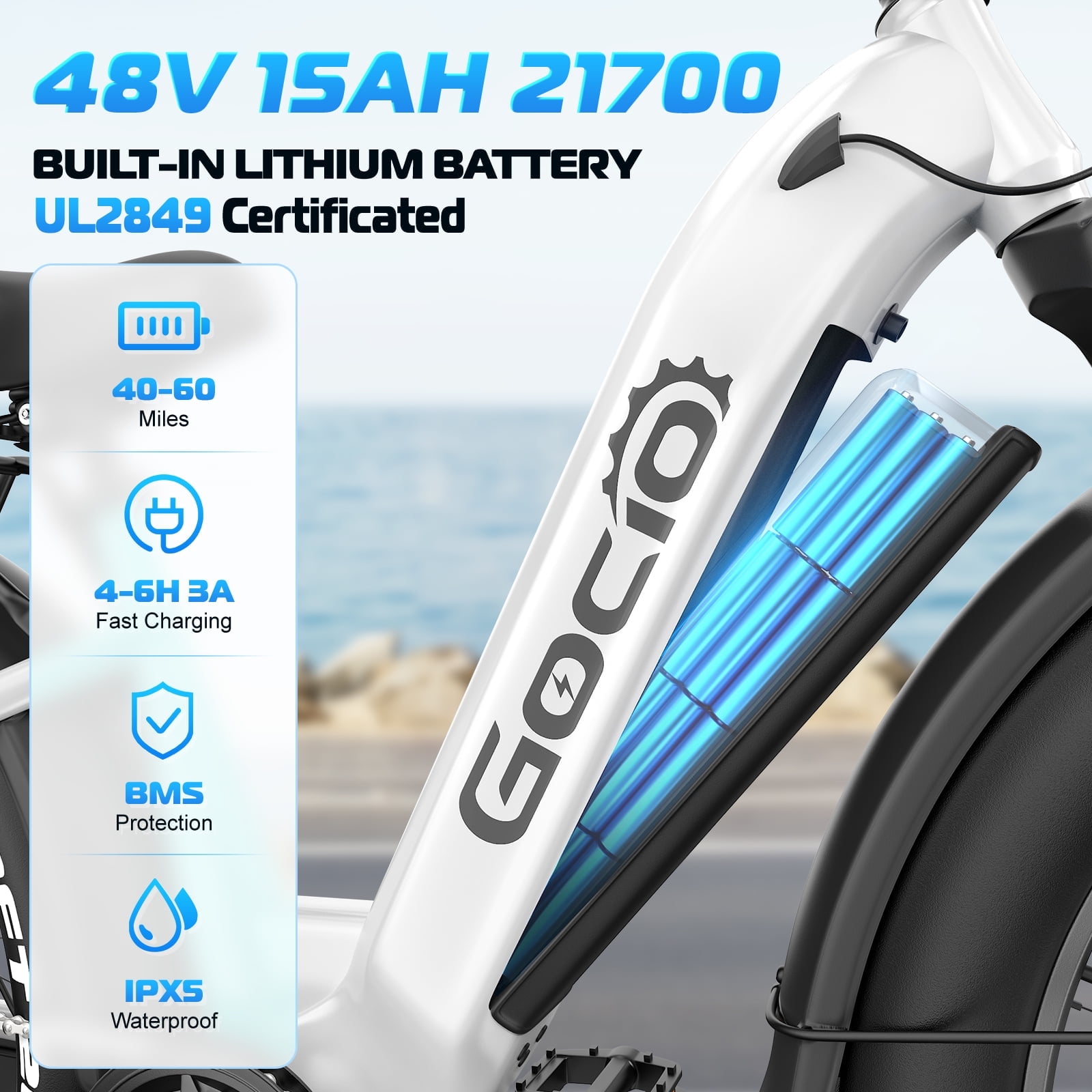Gocio 26" Fat Tire Electric Bike for Adults, 1350W Peak Motor, 48V 15Ah Battery, 22MPH E-Mountain Bike, 7-Speed Off-Road Ebike, UL2849