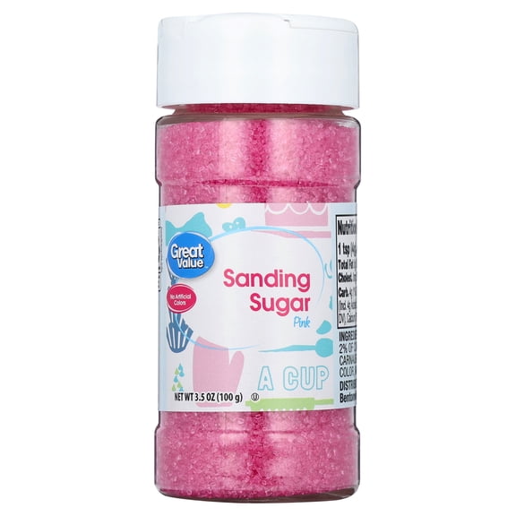 Great Value Sanding Sugar, Pink, 3.5 oz