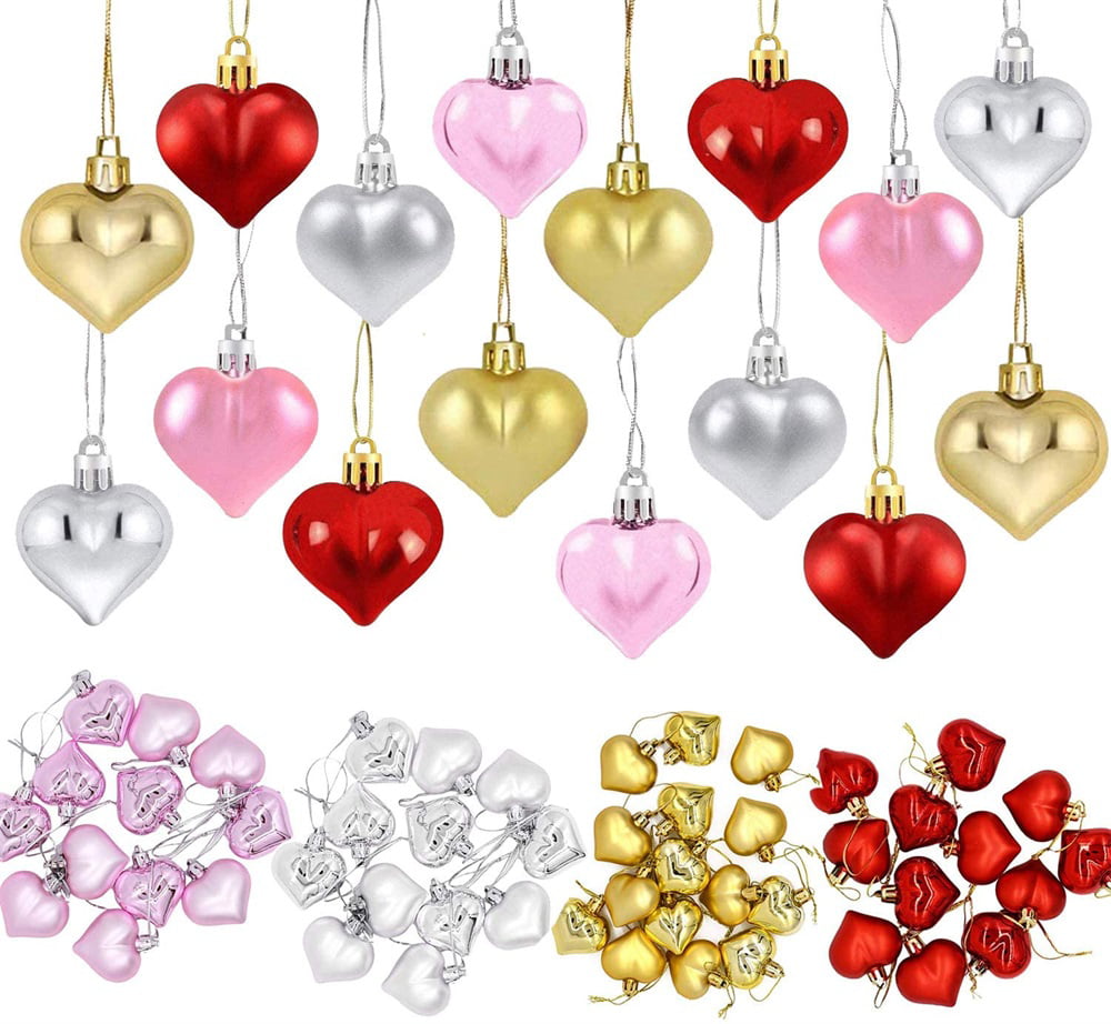 12PCS Love Heart Pendant Valentine's Day Decoration Pendant 4.5cm 