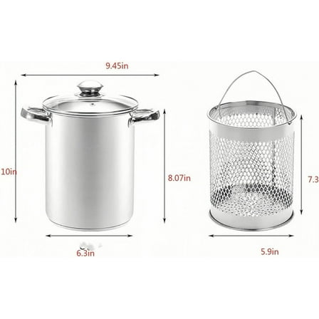 Stainless Steel Steamer Cooker with Basket and Lid for Asparagus, Pasta, Vegetables 16cm 4L