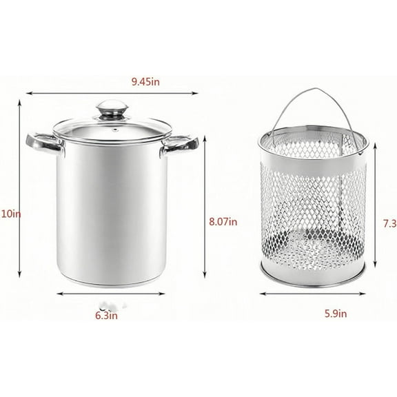 Stainless Steel Steamer Cooker with Basket and Lid for Asparagus, Pasta, Vegetables 16cm 4L