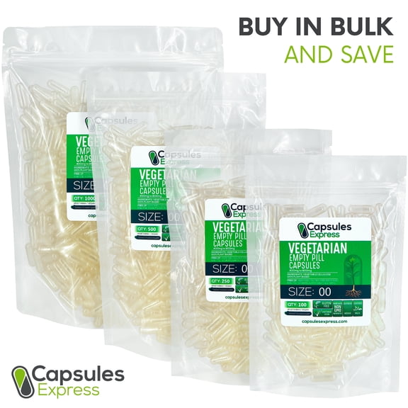 XPRS Nutra Size 00 Clear Empty Vegan Capsules - Capsules Express Vegetarian Empty Pill Capsules- DIY Vegetable Capsule - Veggie Pill Capsules Empty Caps (10000)
