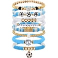 thumbnail image 1 of Yanonmyfd Game Day Bracelets for Women, Stackable Heishi Beaded Stretch Soccer Bracelet Soccer, World Soccer Cup Team Color Accessories & Outfits Jewelry, Soccers Dads Moms Coaches Fans Gifts,A-blue, 1 of 16