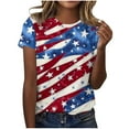 thumbnail image 2 of Cavosen American Flag T Shirts Women Petite 4th of July Short Sleeve Crewneck Tops American Flag Print T Shirts Lady XL Red White and Blue Casual Shirts Patriotic Tunic Tees 2025 Patriotic Outfits, 2 of 4