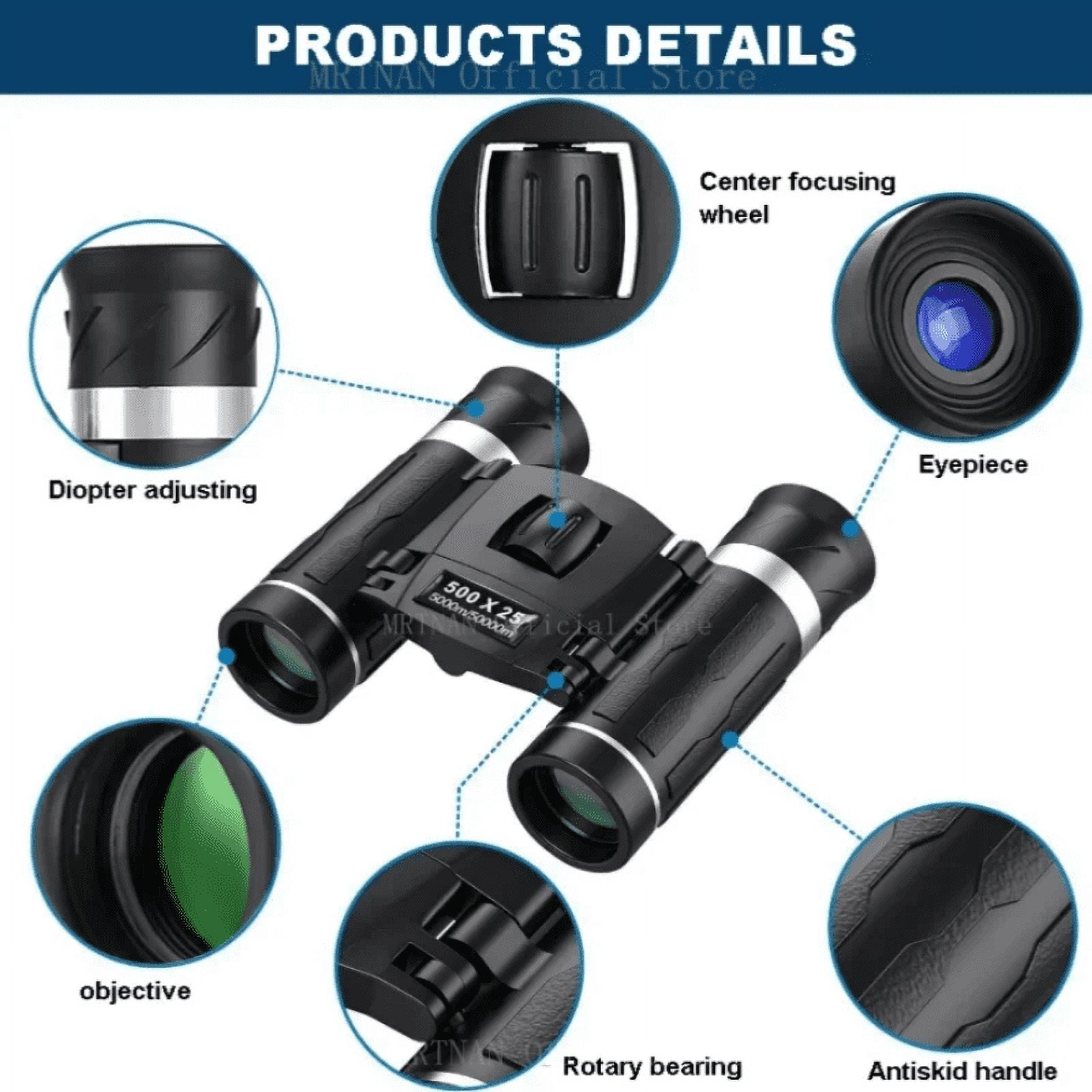 Professional Powerful 500x25 Binoculars High Magnification Low Light Night Vision Mini Portable Telescope For Outdoor Camping