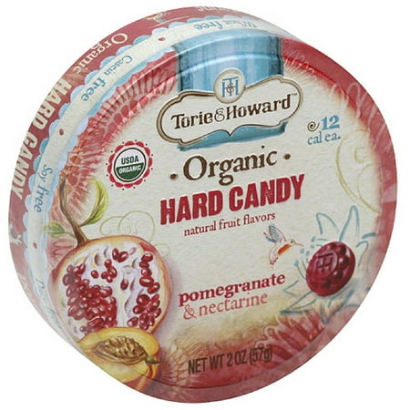Organic Candy Drops Pomegranate - Torie & Howard Pomegranate & Nectarine Organic Hard Candy, 2 oz, (Pack of 8)