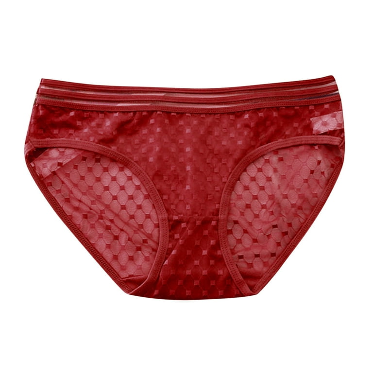 CLZOUD Ladies Underwear Polyester Womens Ultra Thin Transparent Panties  Seamless Comfortable Breathable Ladies Low Waist Briefs Mesh Lace Panties L