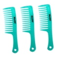 thumbnail image 3 of Tachiuwa 3 Pcs/Set Hairdressing Salon Anti-static handle wide Tooth Hair Comb Blue, 3 of 9