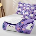 thumbnail image 4 of Homewish Witch Ghost Bed Spread Queen for Girls, Halloween Theme Queen Coverlet Set, Lilac Pink Yellow, 3-Piece 1 Bedspread and 2 Pillowcases, 4 of 7