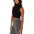 thumbnail image 3 of BEAFNKSG Women Turtleneck Crop Tank Tops Sleeveless Ribbed Knit Slim Camisole Pullover Sweater Vest, 3 of 7