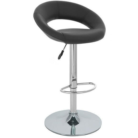 Rho "Leather" Tabouret de Bar Contemporain Réglable - Noir