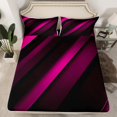 thumbnail image 2 of Feelyou Fuchsia Striped Geometric Twin Sheet Sets, Futuristic Abstract Twin Fitted Sheet, Teen Child Kid Adult Flat Sheet, Super Cozy Room Decor, 3 Pieces, 2 of 7