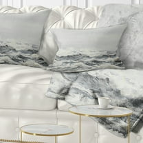 Designart Grey Sea Waves - Seascape Throw Pillow - 12x20