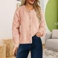 thumbnail image 2 of DHFJKG Women Crop Fuzzy Cardigan Solid Color Button Front Long Sleeve Warm Sweater Coat For Fall Winter Drop Shoulder Loose Fit Soft Cozy Coat, 2 of 4