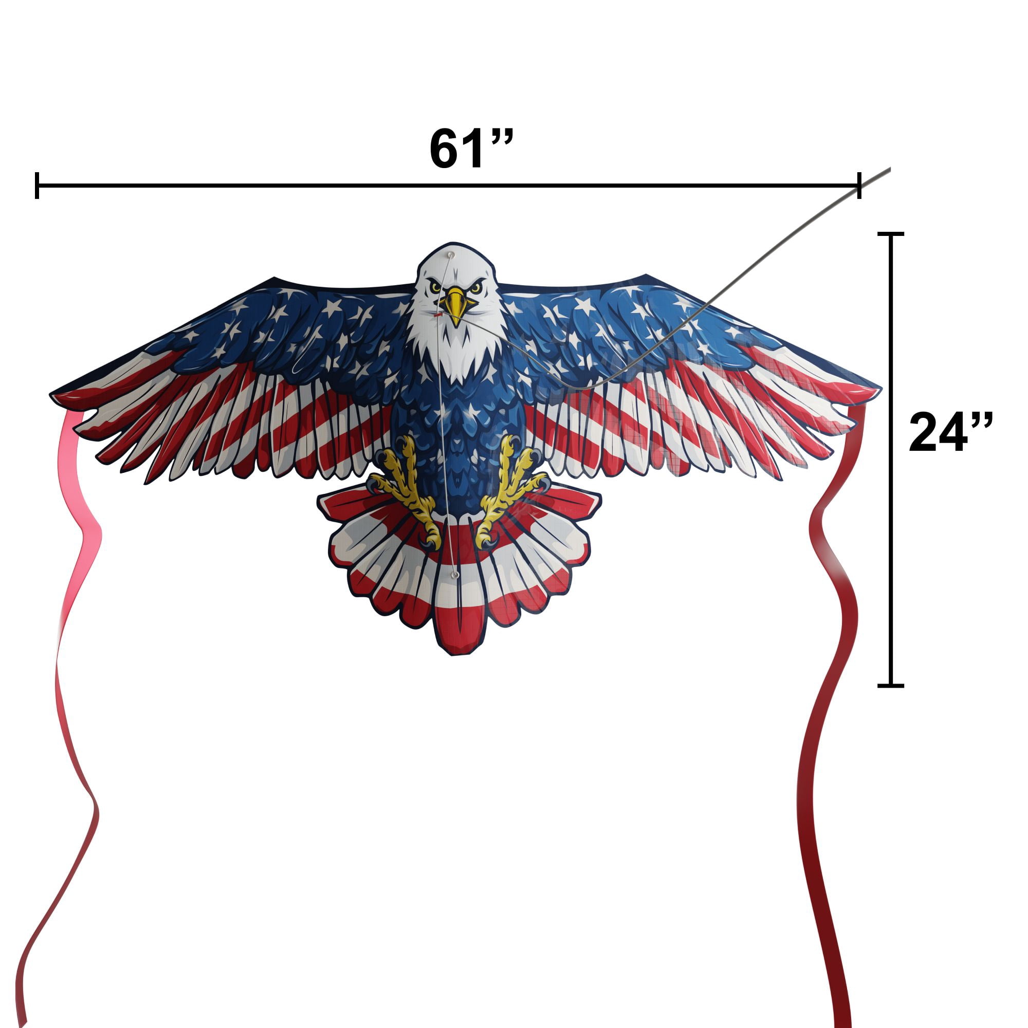 Wicked Kites Ready 2 Fly Eagle XXL Premium 53" 3D Pop-Up Ripstop Fabric Kite