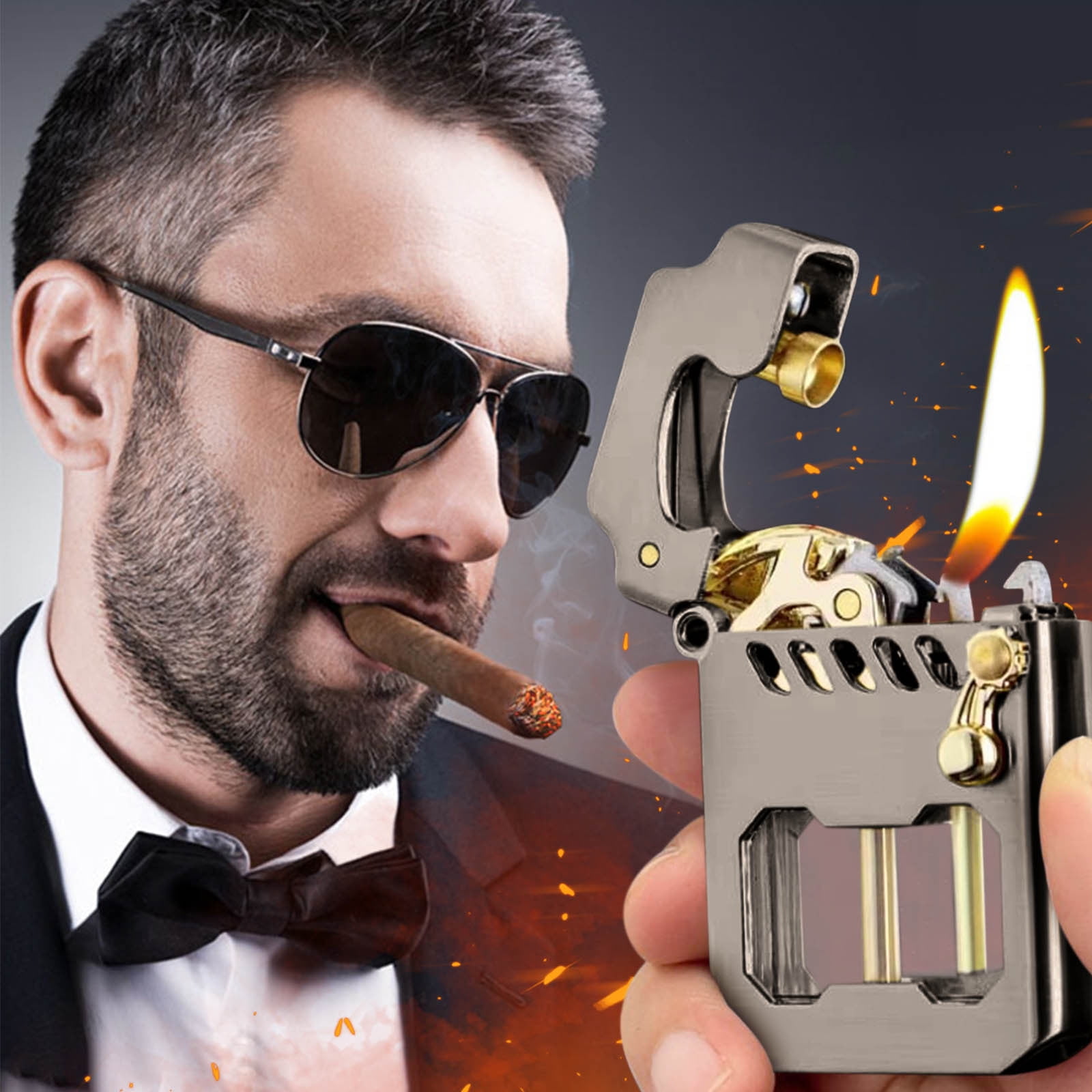 Uscallm One Button Ejection Transparent Lighter, One-button Ejection Cyberpunk Lighter, Transparent Chamber Rocker Mechanism, Futuristic Gadget For Smoking Accessories